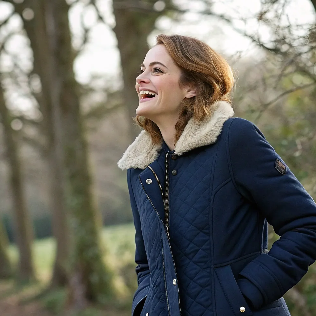 Emma wearing her favorite jacket