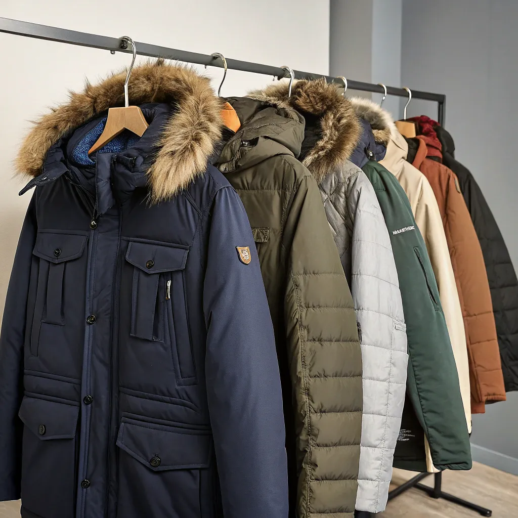 Display of various winter jackets